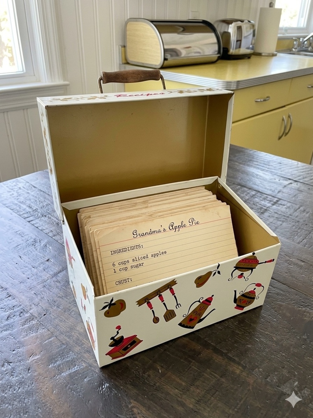VTG 1960s Ohio Art Co. Metal Retro Tin Recipe Box - Retro Kitchen Decor